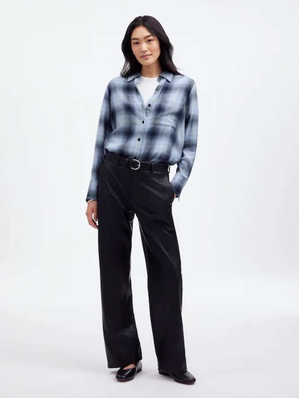 Madewell Easy Y-Neck Button-Up Shirt Size S EUC in Deep Indigo Flannel Comfy - Picture 4 of 15